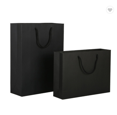 ODM Matte Lamination Paper Bag Packaging Logo Kustom Tas Belanja Hitam