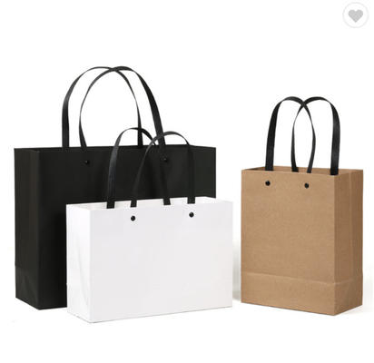 Personalized Kraft Merchandise Bags Brown Shopping Bags Logo Hitam Dicetak