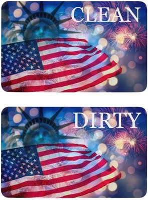 Dapur Kustom Magnet Bersih Dan Kotor Magnet Pencuci Piring Dua Sisi 4*2.5 inci Bendera Amerika Serikat