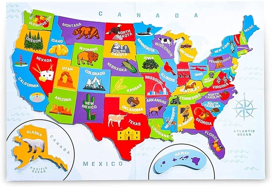 Peta Puzzle Amerika Serikat Amerika Dengan 44 Potongan Magnetik 19 X 13 Inci