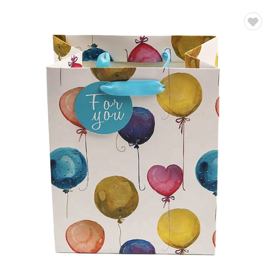 Tas Belanja Kertas 25x15x35cm yang Disesuaikan Dengan Pegangan Pola Ballon Berwarna-warni